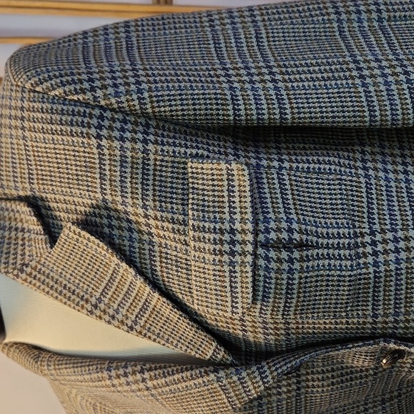 Talbots lambswool blazer green grey herringbone size 12P  blazer made in USA - Picture 3 of 13